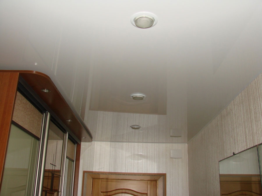 Потолок в прихожей натяжной дизайн фото с светильниками